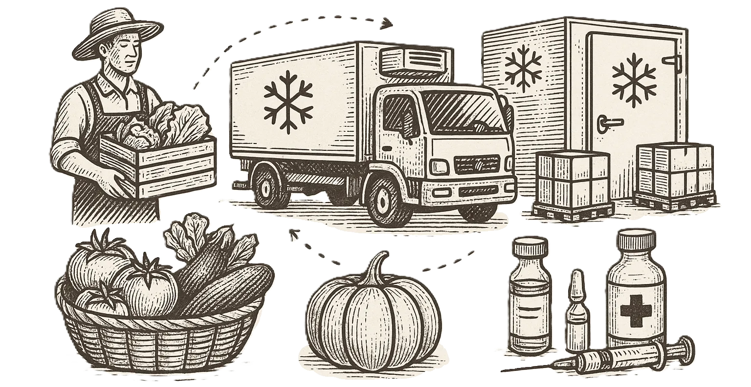 Cold supply chain logistics by Leaap International ensuring temperature-controlled transport for perishable goods and fresh produce in India